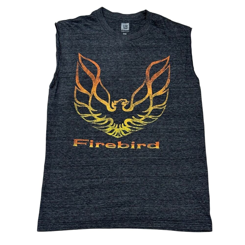 Unisex GM Pontiac Firebird Charcoal Gray Graphic Muscle Shirt – Size Small